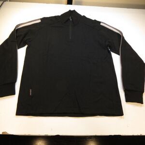 ICEBREAKER Mens Sweater Sz L Pure Merino Wool KNIT PULLOVER 1/4 ZIP Black